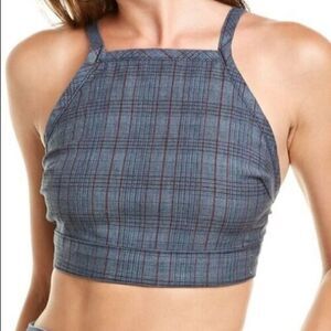 Show Me Your Mumu Fawcett Halter Crop Top Size Large‎ schoolhouse blue plaid New
